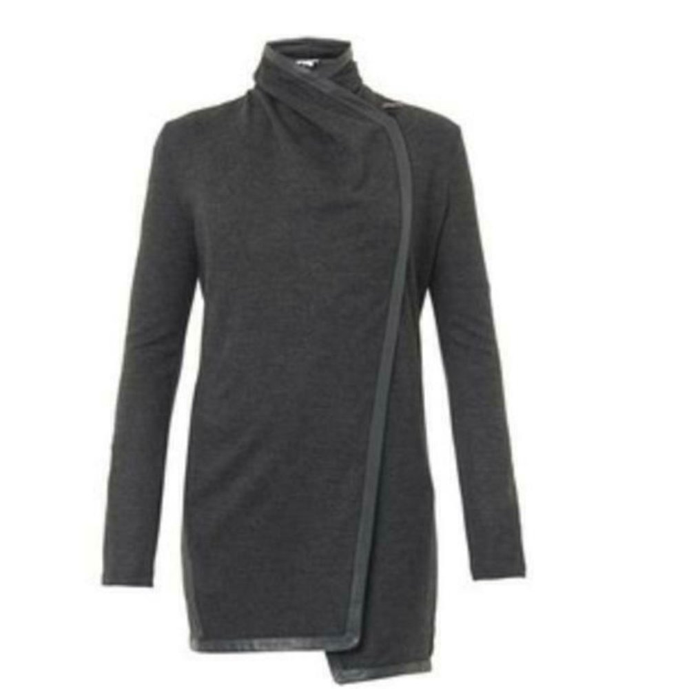 Helmut Lang Sonar Wool Leather Toggle Cardigan